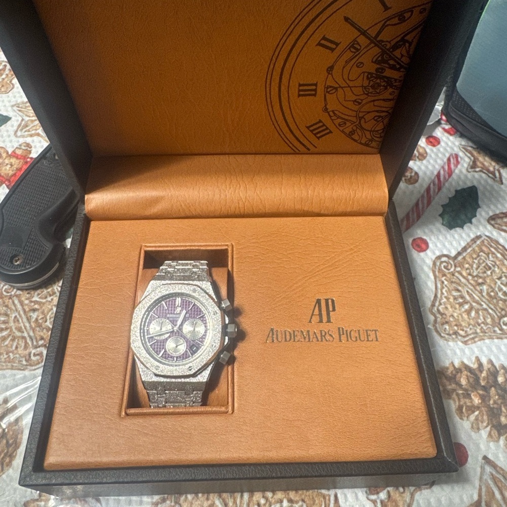 Audemars Piguet Silver and Purple Luxury Watch